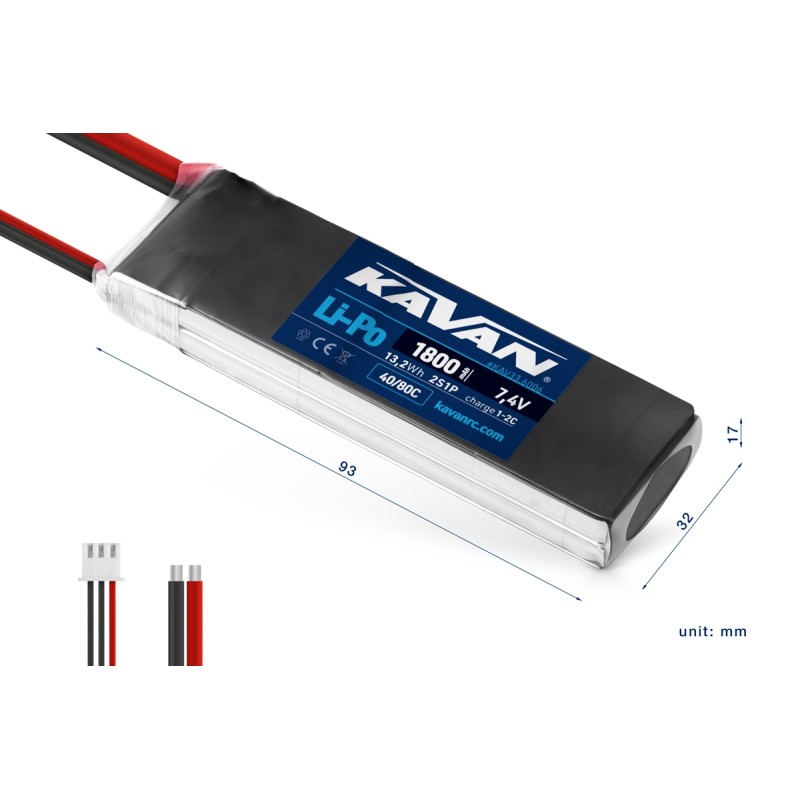 KAVAN BATERIA 7,4V 1800 mAh 40/80C